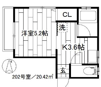 エクセル北町 202号室 間取り