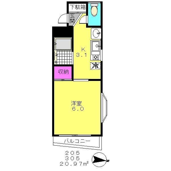 マザール平和台 205号室 間取り