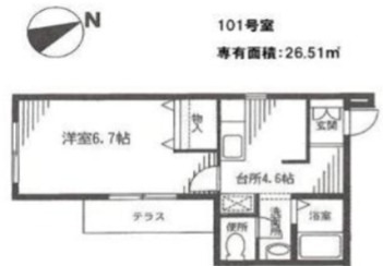 メゾンビオラ 101号室 間取り