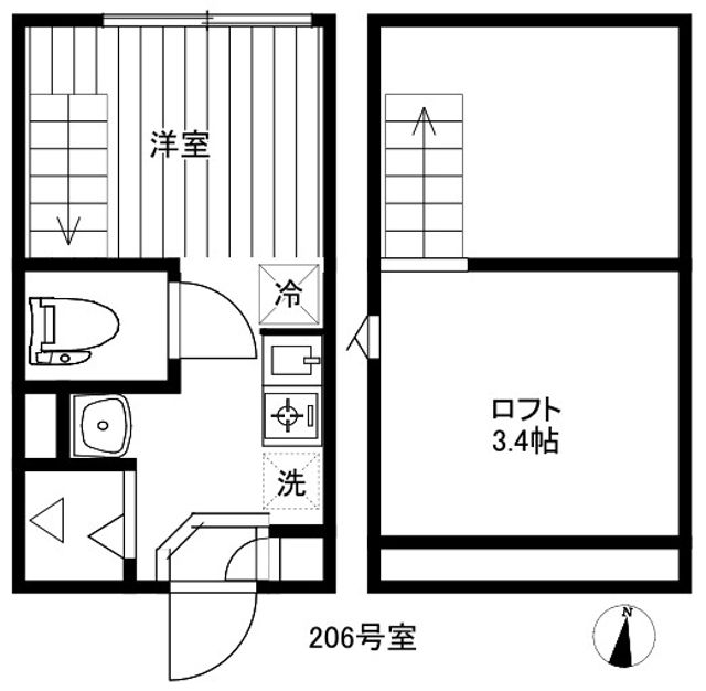 Coron Heiwadai 206号室 間取り