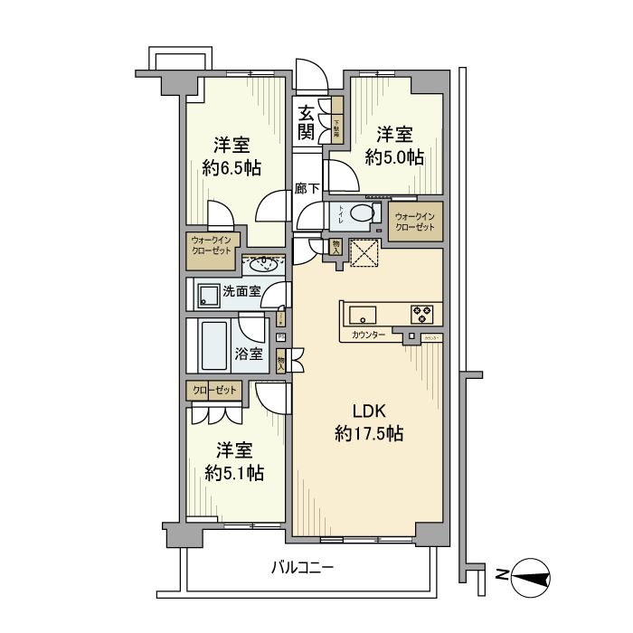 ファインレシデンス平和台カームヴィラ 105号室 間取り