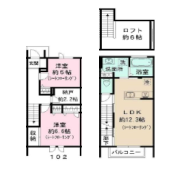 プリムヒルズ  102号室 間取り