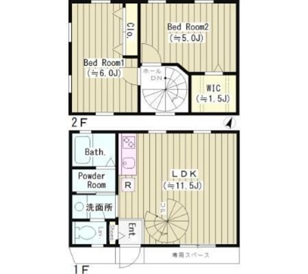 ＯＮＥ　ＴＲＥＥ　ＨＩＬＬ  109号室 間取り
