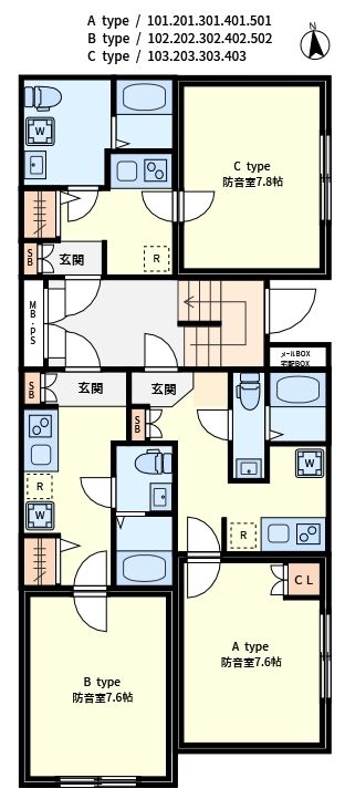 ラシクラス氷川台 103号室 間取り