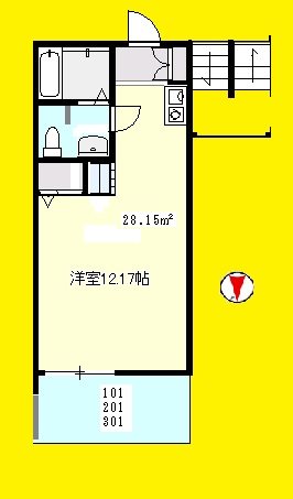 ベルデハシモト 301号室 間取り