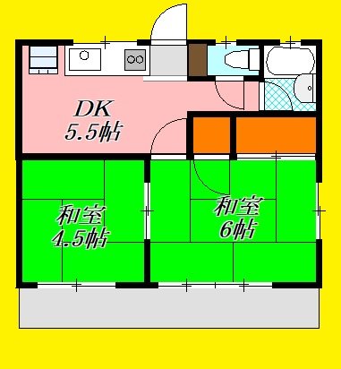 たちばなハイツ A  102号室 間取り