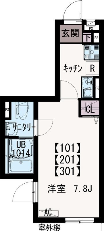 デア清新 101号室 間取り