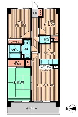 フォレストパーク相模原 102号室 間取り