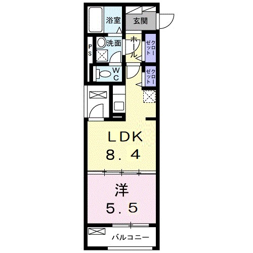 シャローム　Ｋ 104号室 間取り