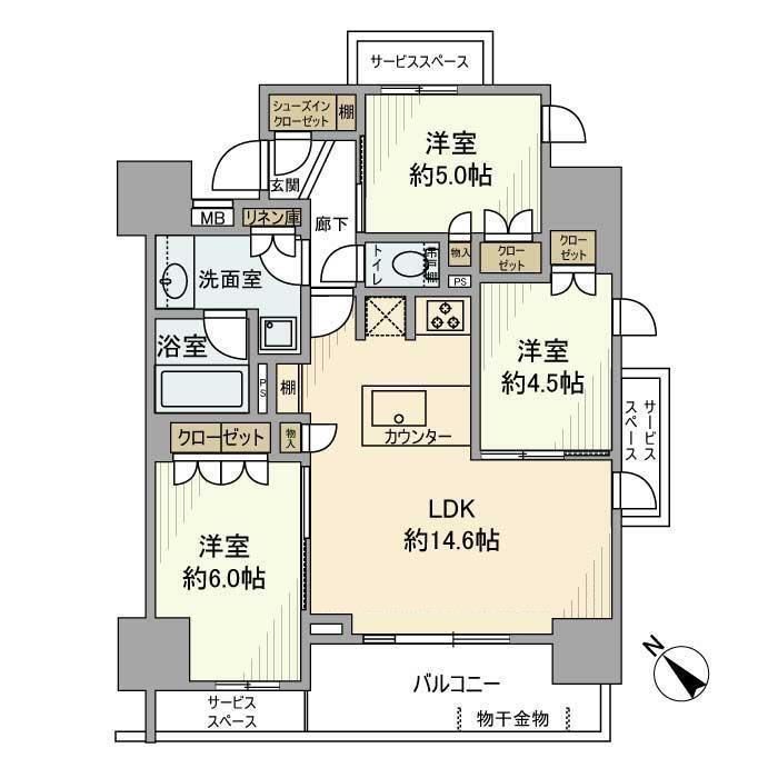 ザ・パークハウス町田中町 701号室 間取り