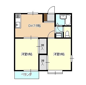 ハビテーション城山Ａ 202号室 間取り