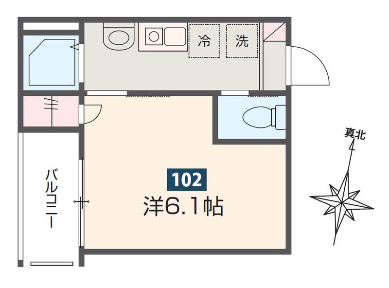 MELDIA矢部 102号室 間取り
