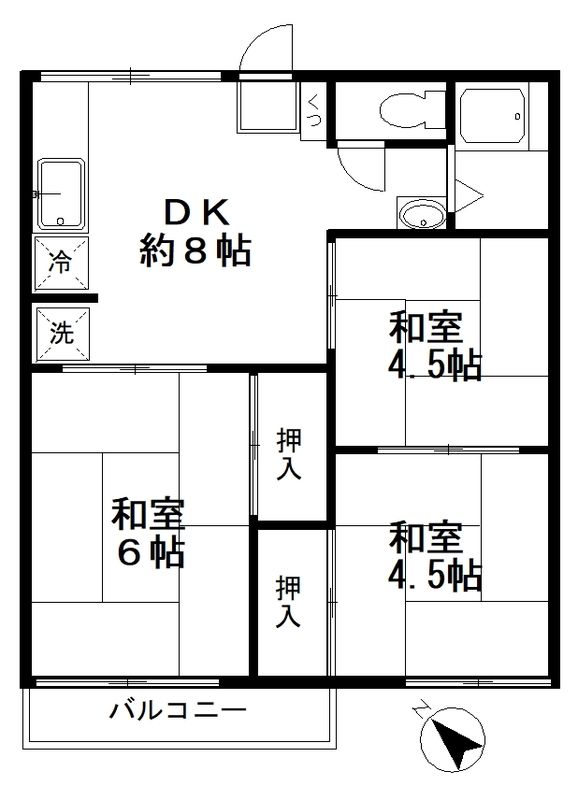 スカイハイツ 201号室 間取り