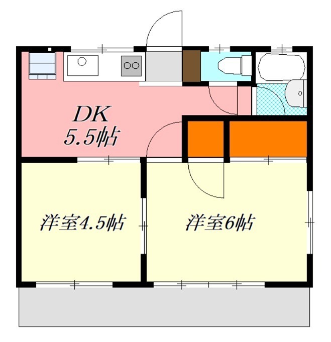 たちばなハイツB 202号室 間取り