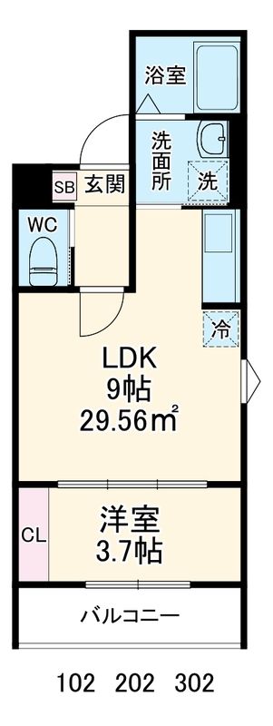 ＧＲＡＤＵＳ矢部 102号室 間取り