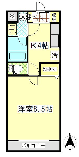 エスポワール相原 102号室 間取り
