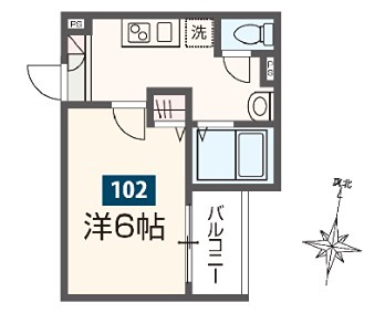 MELDIA上溝Ⅲ  102号室 間取り