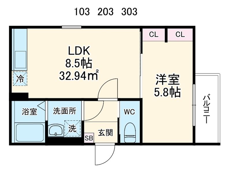 GRADUS上溝 303号室 間取り
