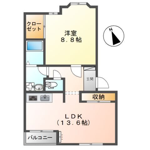 プレサスコート 102号室 間取り