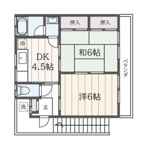 コーポ田辺Ⅰ 202号室 間取り
