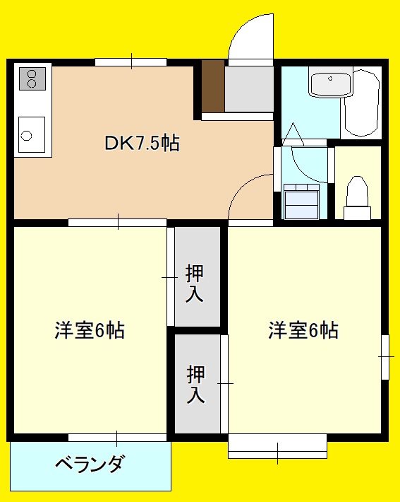ハビテーション城山Ａ 102号室 間取り