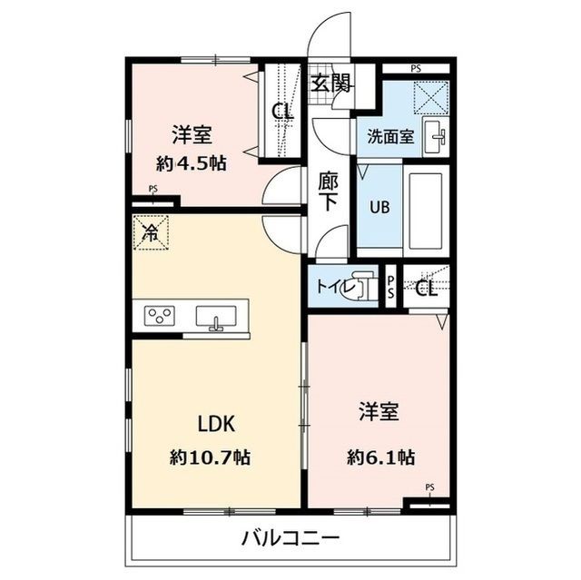 アムール　イソベ 201号室 間取り