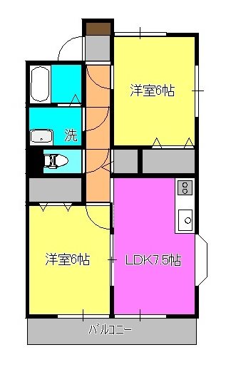 ドミール二本松 102号室 間取り