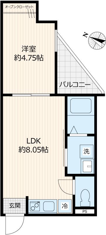 エーグル 204号室 間取り