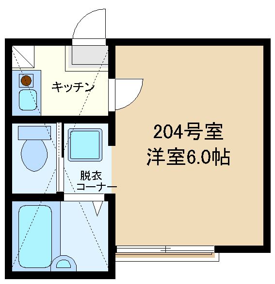 フローラ共和 204号室 間取り