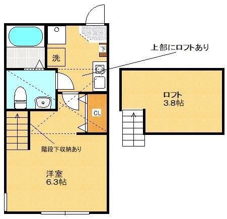 キュステ 201号室 間取り