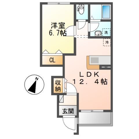 リバーサイド　グリーン 103号室 間取り