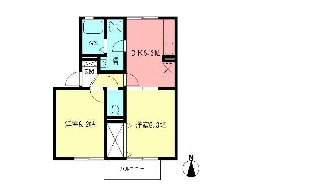 フォンティーヌ 202号室 間取り