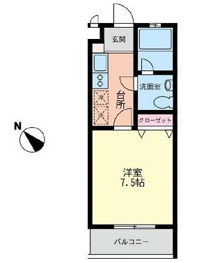 シャレー２１ 1-E号室 間取り