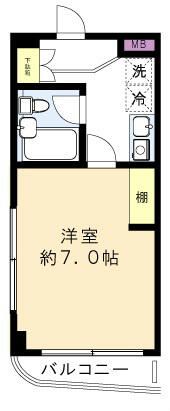 グランデール北野 608号室 間取り