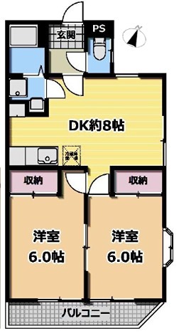 黄金山ハイツ 201号室 間取り