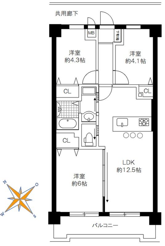 アイリスハイツ古淵 503号室 間取り