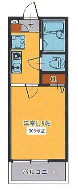 フルセイル相模原 303号室 間取り