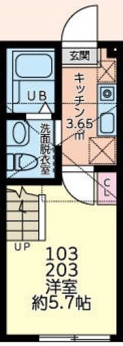 ブリックコート八王子 103号室 間取り
