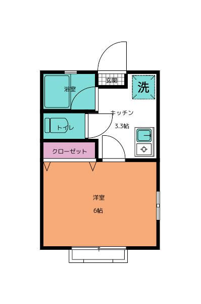 リバーハイツ 102号室 間取り