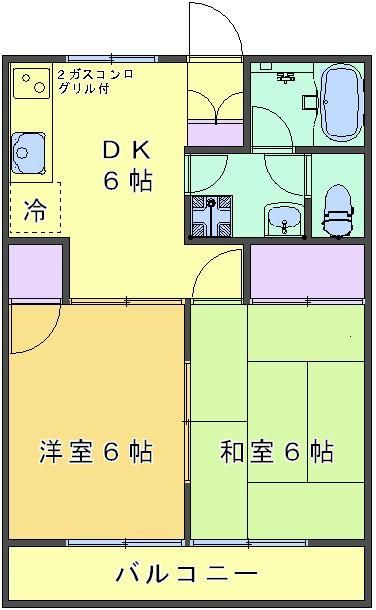 アプリコットハイムＡ ２階部分号室 間取り