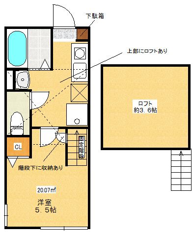 Comfortia（ｺﾝﾌｫｰﾃｨｱ） 104号室 間取り