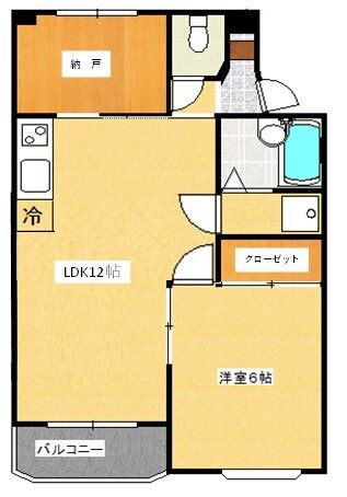 ペディメント・1 2E号室 間取り