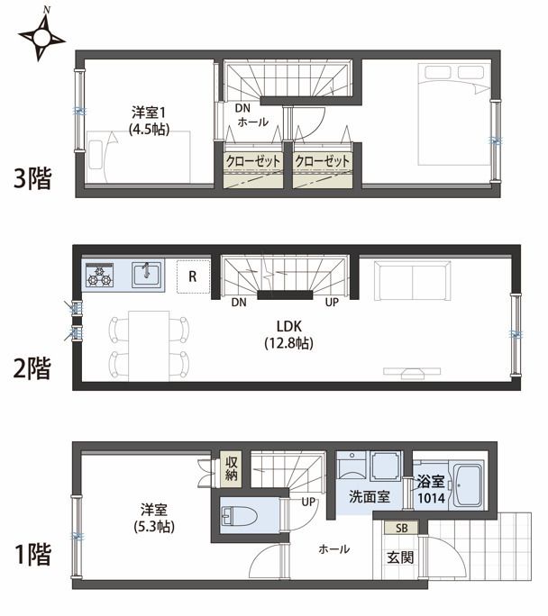 TheSiesta唐木田Terravene F号室 間取り