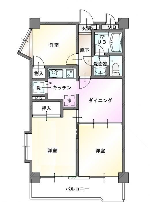 リバーフロントヤシマ 0301号室 間取り
