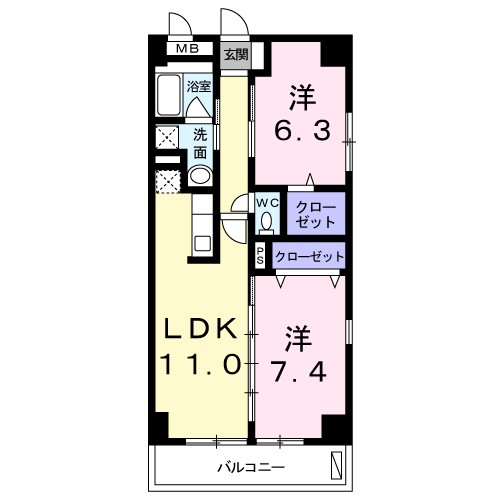 ピオニー 101号室 間取り