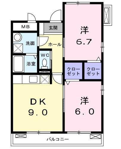 プレ　ド　ラ　ガール 201号室 間取り