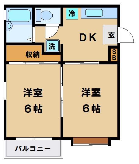 わなかハイツB棟 間取り