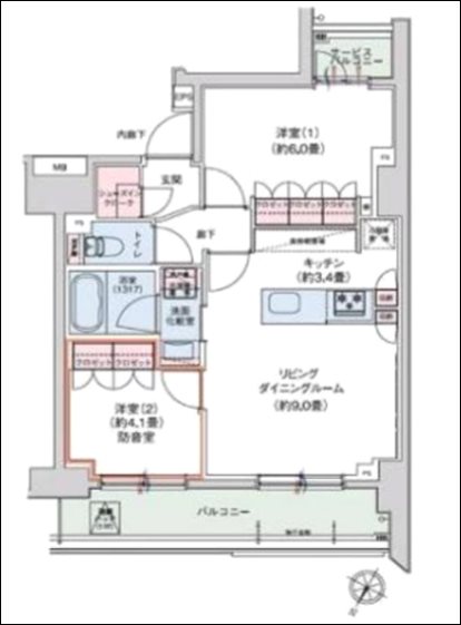 港区芝浦3丁目楽器可(防音・グランドピアノ・弦・管楽器・声楽)マンション 間取り