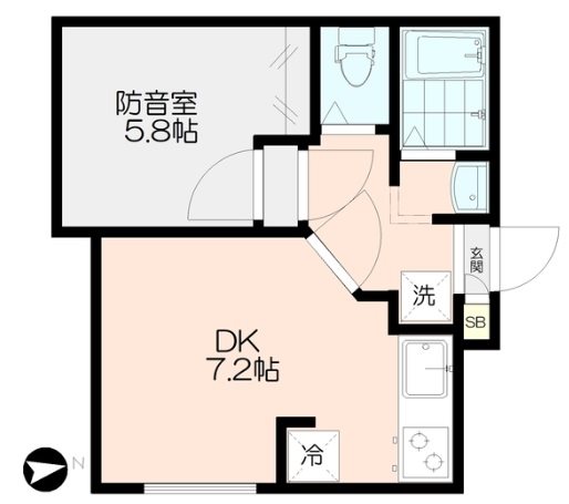 新宿区新宿5丁目楽器可(防音・グランドピアノ・弦・管楽器・声楽)マンション 間取り