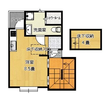 府中市片町1丁目楽器可(ピアノ・弦楽器)アパート 間取り
